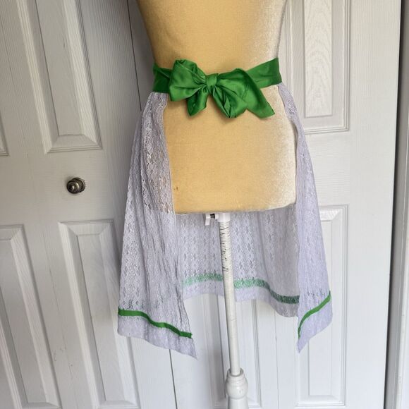 VINTAGE APRON LACE WHITE END GREEN COLOR - Picture 11 of 12